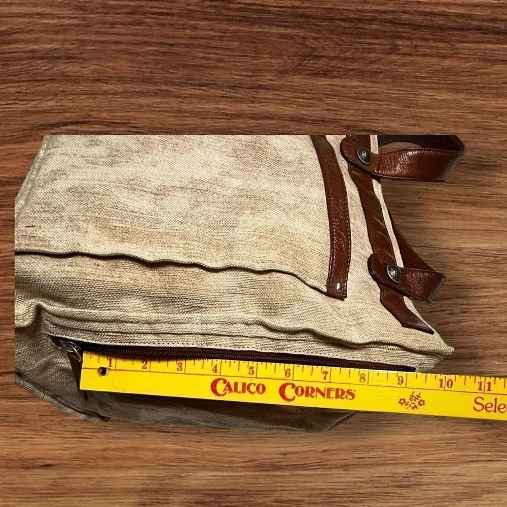 Osgoode Marley Beige Camo Canvas and Leather Messenger Shoulder Bag